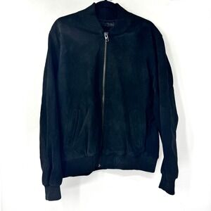 Patina Burnside Bomber Jacket Mens Large Black Suede Handcrafted BRNSBSDLG NWT
